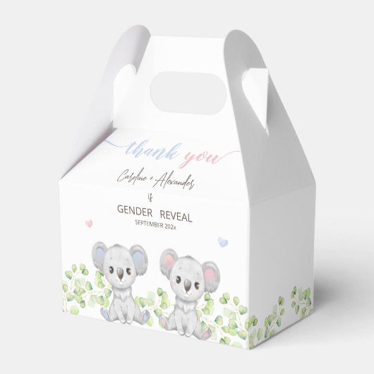 De prijs gaat naar de Koala Gender Reveal Party. Bedankdoosjes (Voorkant Zijde)