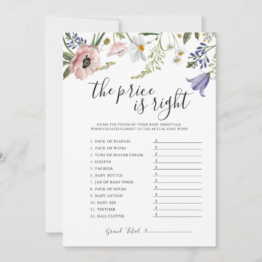 De prijs is de juiste Baby shower spel Kaart (Voorkant)