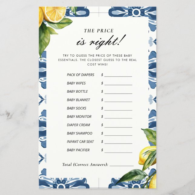 De prijs is de juiste Lemon Positano Baby shower G (Voorkant)