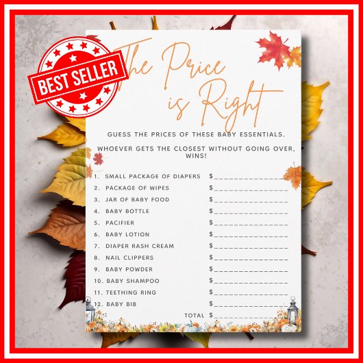 DE PRIJS IS JUIST Baby shower Game Little Pumpkin Kaart