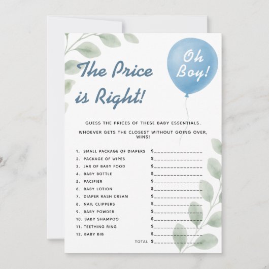 De prijs is juist Douche Spel Ballon Eucalyptus Kaart (Voorkant)