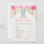 De prijs is rechts roze olifant Baby shower spel Kaart (Voorkant)