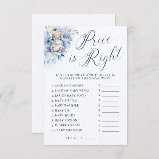 De prijs van een kleine Prince Royal Blue Shower i Informatiekaartje (Voorkant / Achterkant)