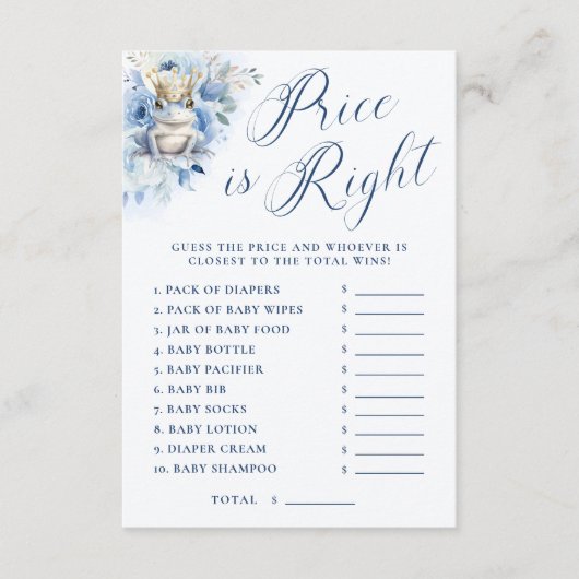 De prijs van een kleine Prince Royal Blue Shower i Informatiekaartje (Voorkant)