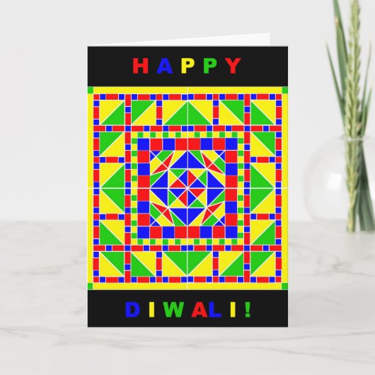 De primaire Kaart van Rangoli Diwali van Kleuren (Voorkant)