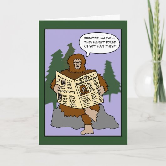De primitieve Grappige Kerstkaart Sasquatch van de Feestdagen Kaart (Voorkant)