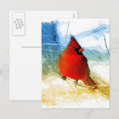 De primitieve rode kardinaal van westerne feestdagenkaart (Voorkant / Achterkant)