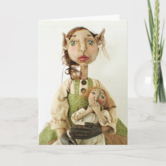 De primitieve VolksKerstkaart van Doll van de Feestdagen Kaart