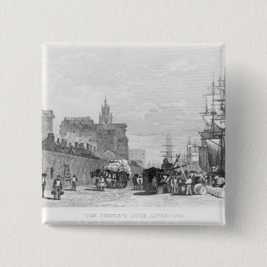 De Prins Dock, Liverpool Vierkante Button 5,1 Cm (Voorkant)