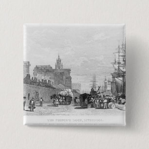 De Prins Dock, Liverpool Vierkante Button 5,1 Cm