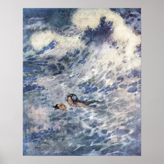 De Prins en de zeemeermin van Edmund Dulac Poster (Voorkant)