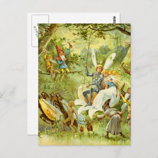 De prins en Thumbelina van de Fee Briefkaart (Voorkant / Achterkant)