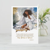 De Prins van de Vrede. Angel en Baby Jesus Feestdagenkaart (Staand voorkant)