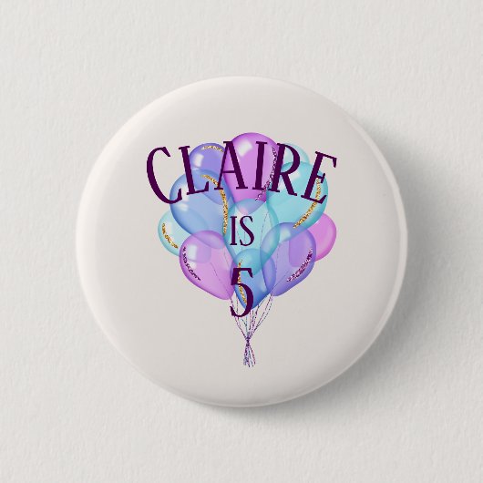 De prinses Birthday-ballonnen van Little Girl Ronde Button 5,7 Cm (Voorkant)