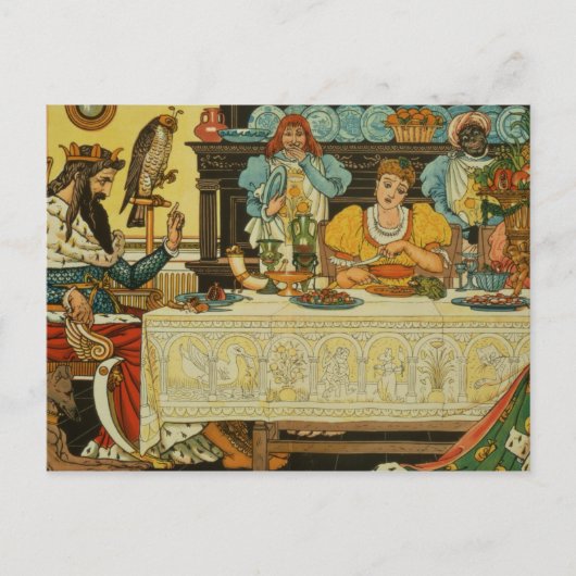 De prinses deelt haar diner met de kikker, van briefkaart (Voorkant)