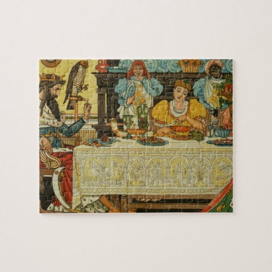 De prinses deelt haar diner met de kikker, van legpuzzel (Horizontaal)