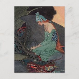 “De prinses en de draak” door Elenore Abbott Briefkaart