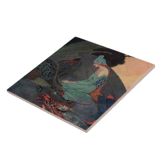 “De prinses en de draak” door Elenore Abbott Tegeltje (Zijkant)