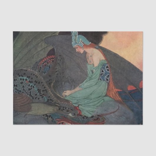 “De prinses en de draak” door Elenore Abbott Tissuepapier (Voorkant)