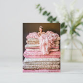 De prinses en de erwt op haar bed briefkaart (Staand voorkant)