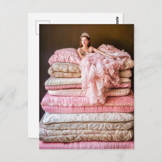 De prinses en de erwt op haar bed briefkaart (Voorkant / Achterkant)