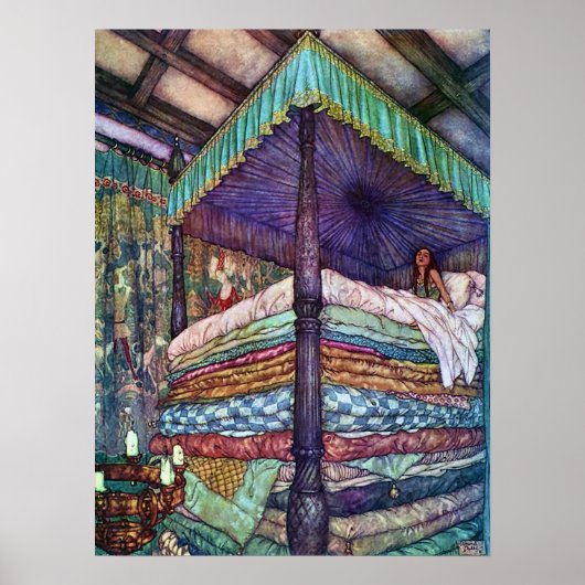 De prinses en de Pea Edmund Dulac Fine Art Poster (Voorkant)