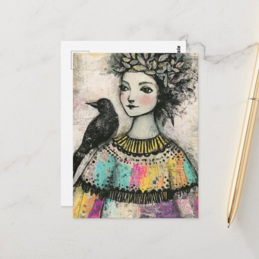 De Prinses en de Raaf Briefkaart (Voorkant / Achterkant in situ)