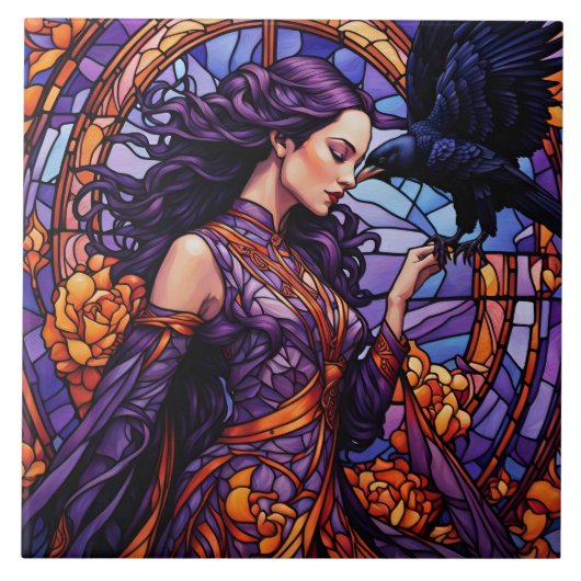 De prinses en de raaf tegeltje (Voorkant)