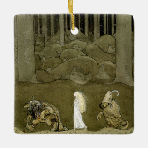 “De Prinses en de Trollen” Aquarel van John B Keramisch Ornament