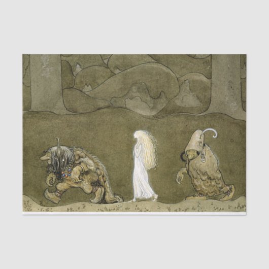 “De Prinses en de Trollen” Aquarel van John B Tissuepapier (Voorkant)