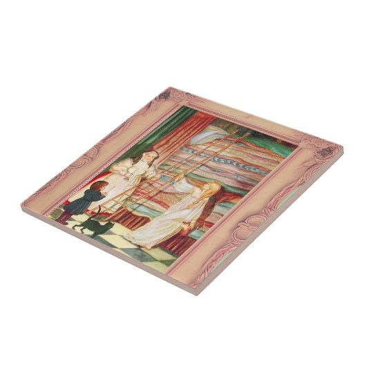 De prinses en Pea Hans Andersen | Keramische Tegel Tegeltje (Zijkant)