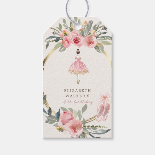 de prinses floral blush feest cadeaulabel (Voorkant)