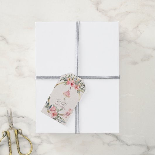 de prinses floral blush feest cadeaulabel (Met Touw)