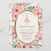 de prinses floral blush feest kaart (Voorkant / Achterkant)