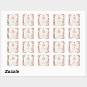 de prinses floral blush feest vierkante sticker (Vel)
