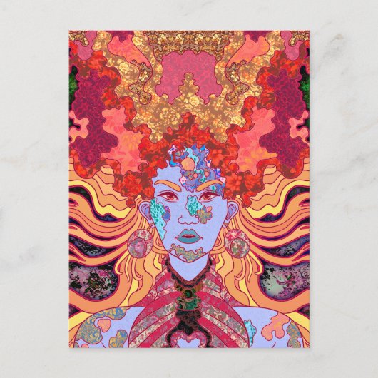De Prinses in het Rood Briefkaart (Voorkant)