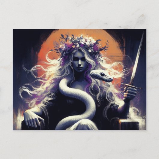 De prinses krijger en haar huisdier slang briefkaart (Voorkant)