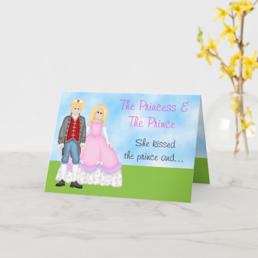 De Prinses, Prins en Eenhoorn verjaardag Kaart (Gele Bloem)