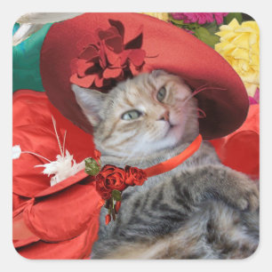 DE PRINSES TATUS VAN DE KAT VAN DE BEROEMDHEID MET VIERKANTE STICKER