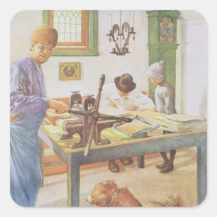 De printruimte, café. in "Lasst Licht Hinin"("Let Vierkante Sticker