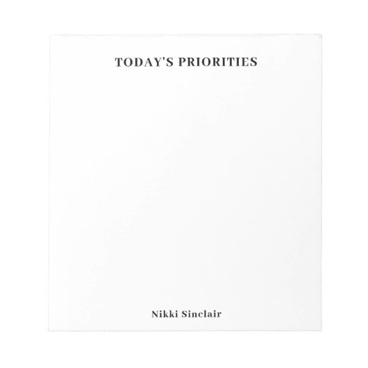 De prioriteiten van vandaag zwart-wit Jotter Notitieblok (Voorkant)