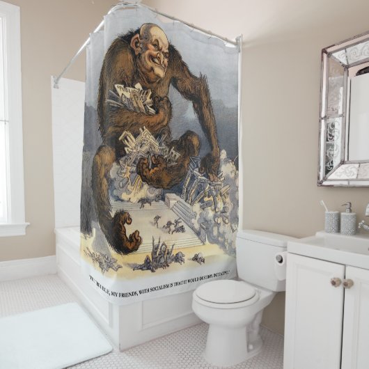 De problemen met het socialisme 1910 douchegordijn (In situ)