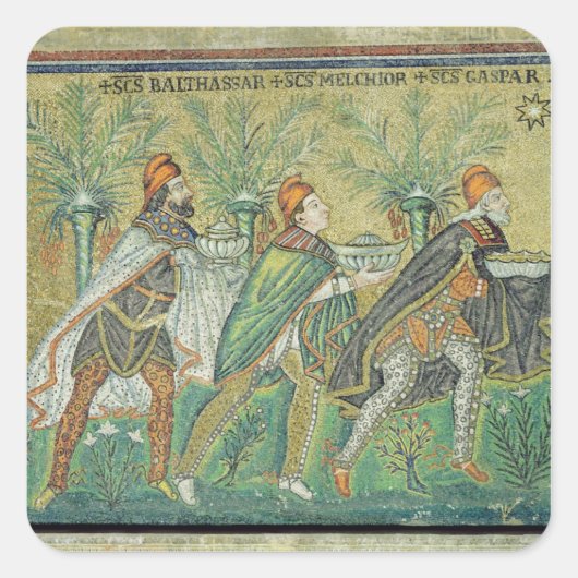 De processie van de drie koningen vierkante sticker (Voorkant)
