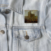 De processie van koning Louis XV Vierkante Button 5,1 Cm (In situ)