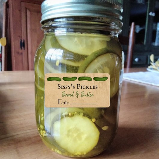 De productetiketten van Pickles Etiket