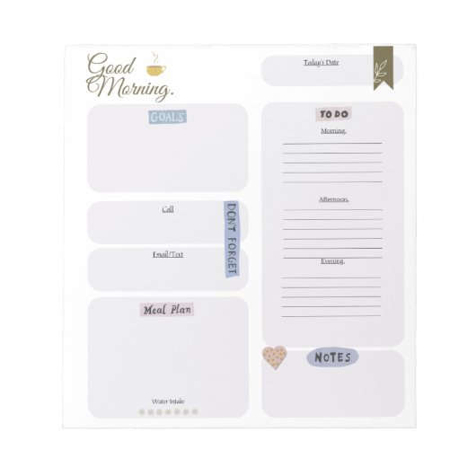 De productieve ochtend routine dagelijkse planner notitieblok (Voorkant)