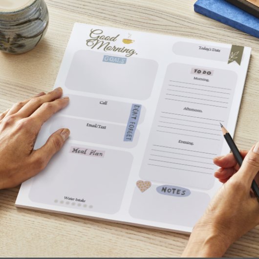 De productieve ochtend routine dagelijkse planner notitieblok