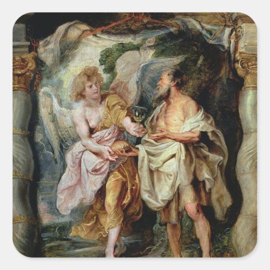 De profeet Elijah en de Angel Vierkante Sticker (Voorkant)