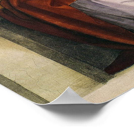 De profeet Joel, Sistine Chapel door Michelangelo Poster (Hoek)