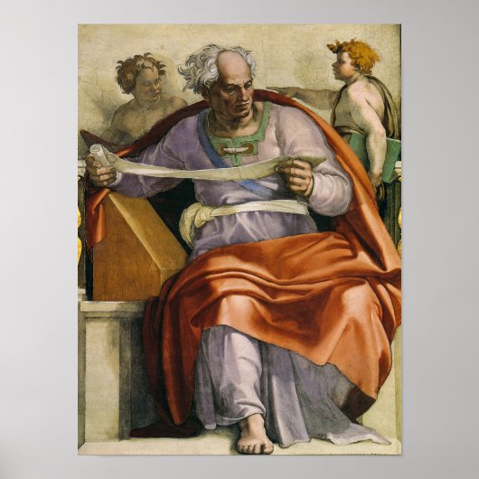 De profeet Joel, Sistine Chapel door Michelangelo Poster (Voorkant)